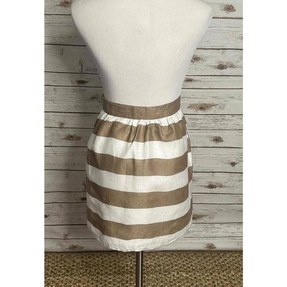 Cynthia Rowley tan/white striped linen bubble skirt Size 10 - Picture 4 of 5